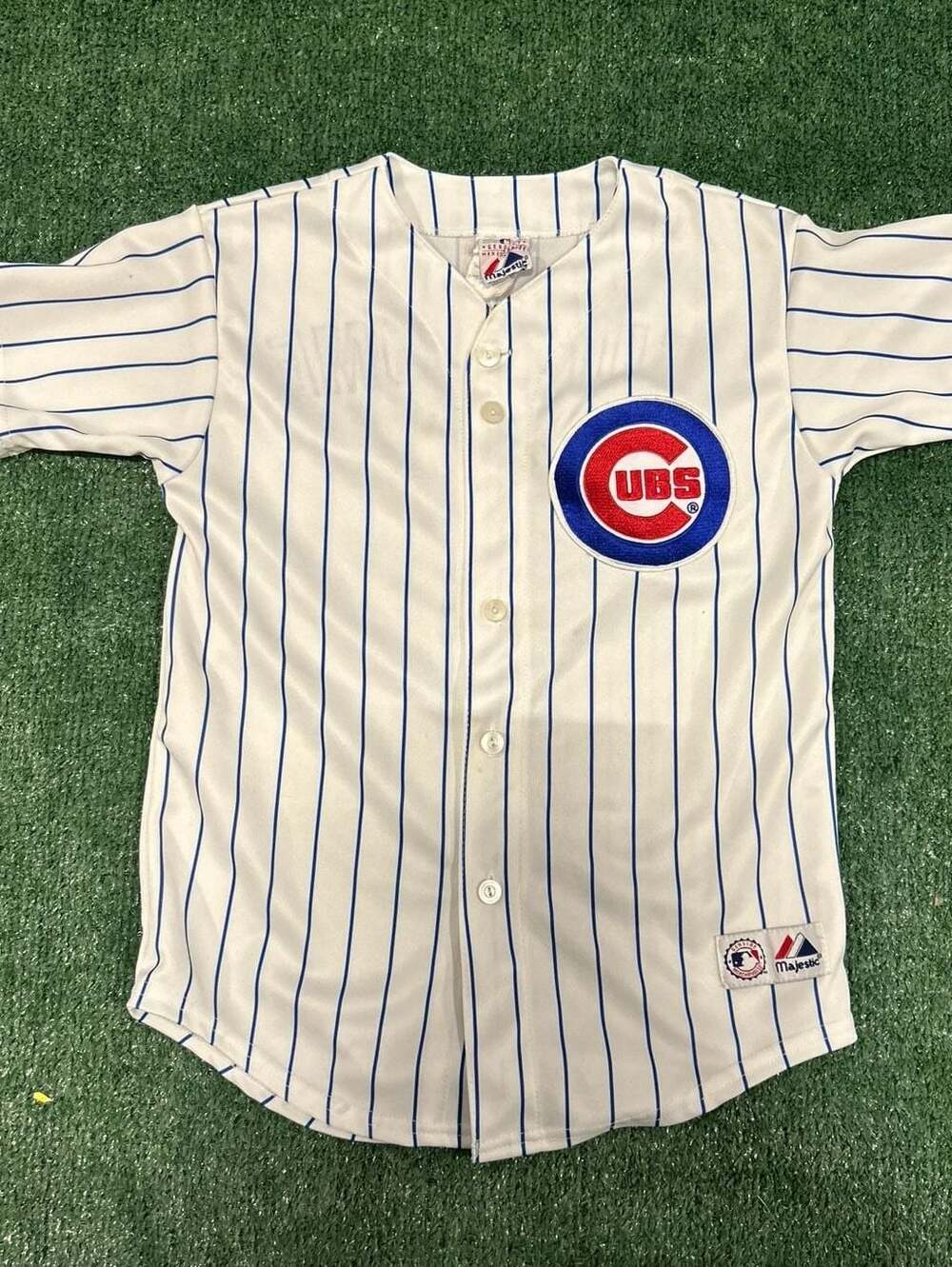 Vintage Majestic Kosuke Fukudome #1 Chicago Cubs Home Pinstripe Baseball Jersey